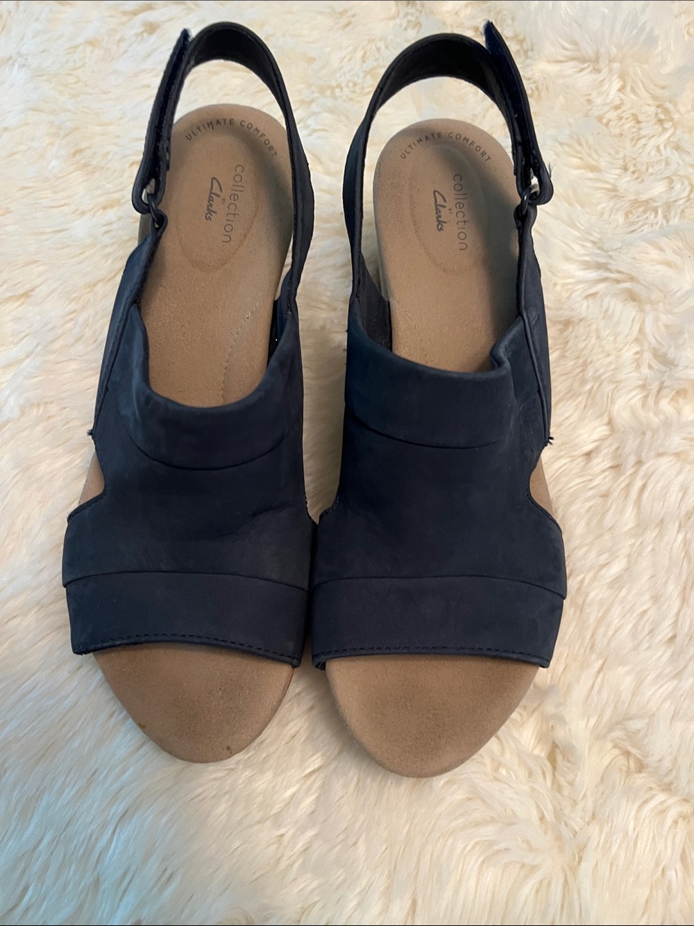 Clarks Collection Women's Black Open-Toe Slingback Sandals size 10